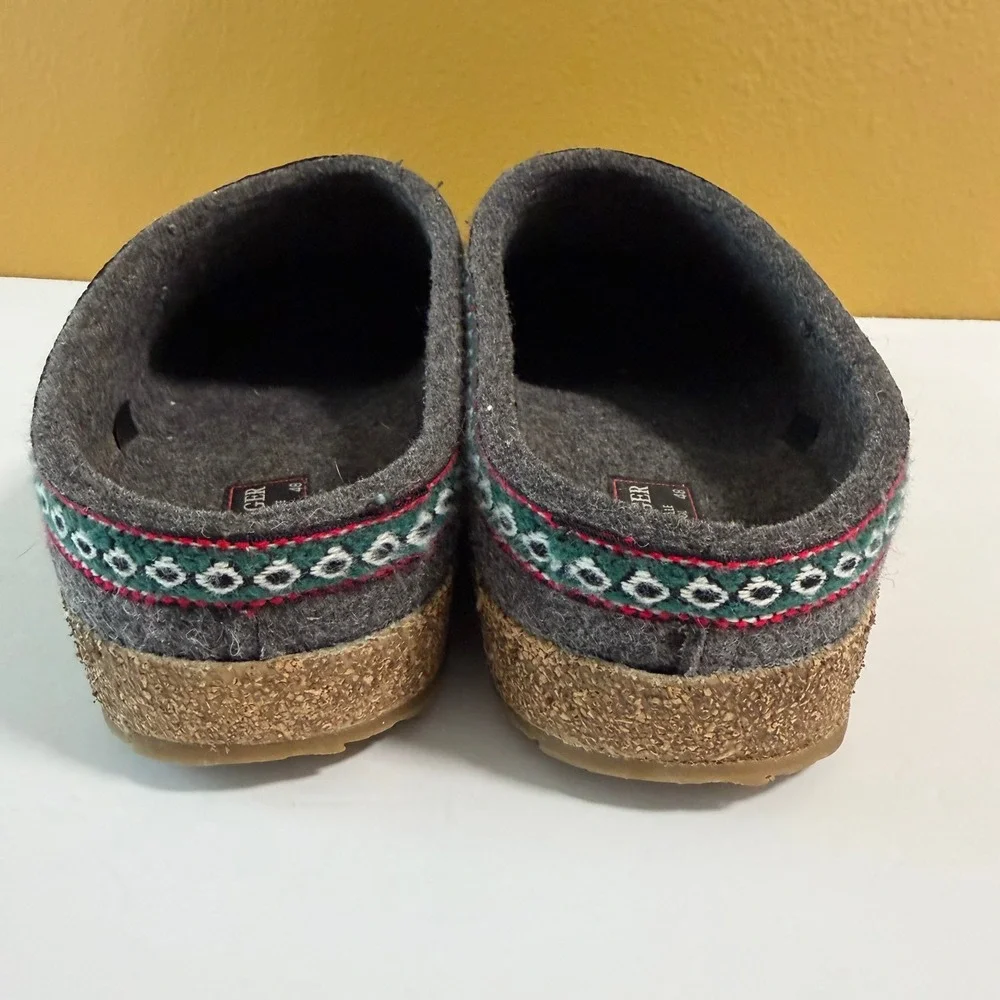 Haflinger GZ Classic Grizzly Wool Clogs Mens 15 / 48 Gray Felt Cork Sole Slipper